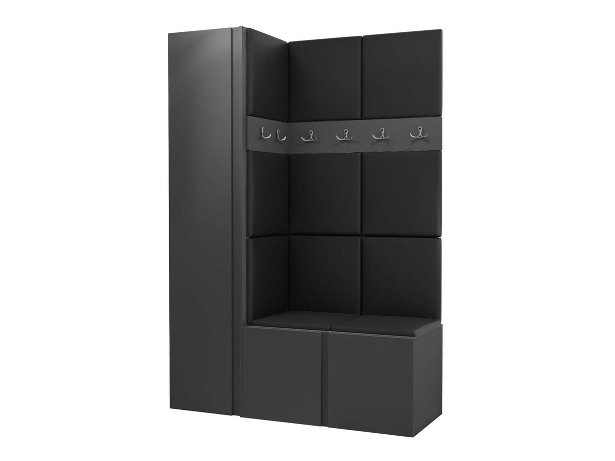 Előszoba garnitúra Zestaw ORION IX (Tavasz IX), Keret színe: Grafit, Puha falpanel színe: Öko bőr Soft 011