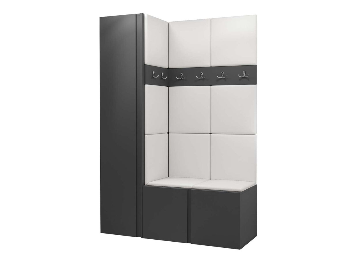 Előszoba garnitúra Zestaw ORION IX (Tavasz IX), Keret színe: Grafit, Puha falpanel színe: Öko bőr Soft 017