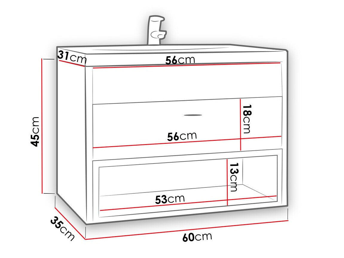 Fali szekrény mosdónak Szafka OLIER OL, Szín: Fehér + Artisan tölgy, Mosdókagyló: Nem