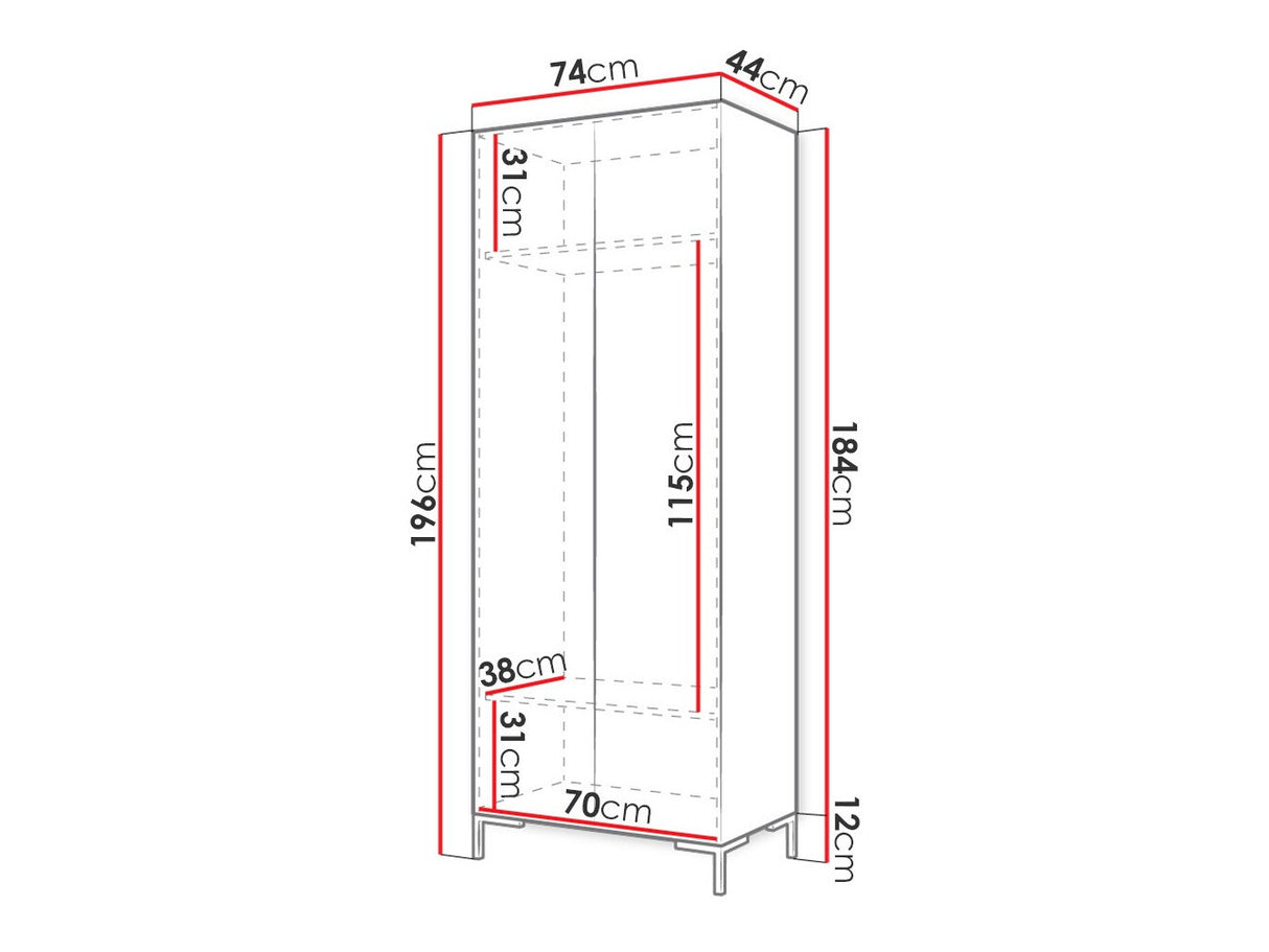 Gardróbszekrény bez lustra ZILION, Szín: Fehér + Aranysárga
