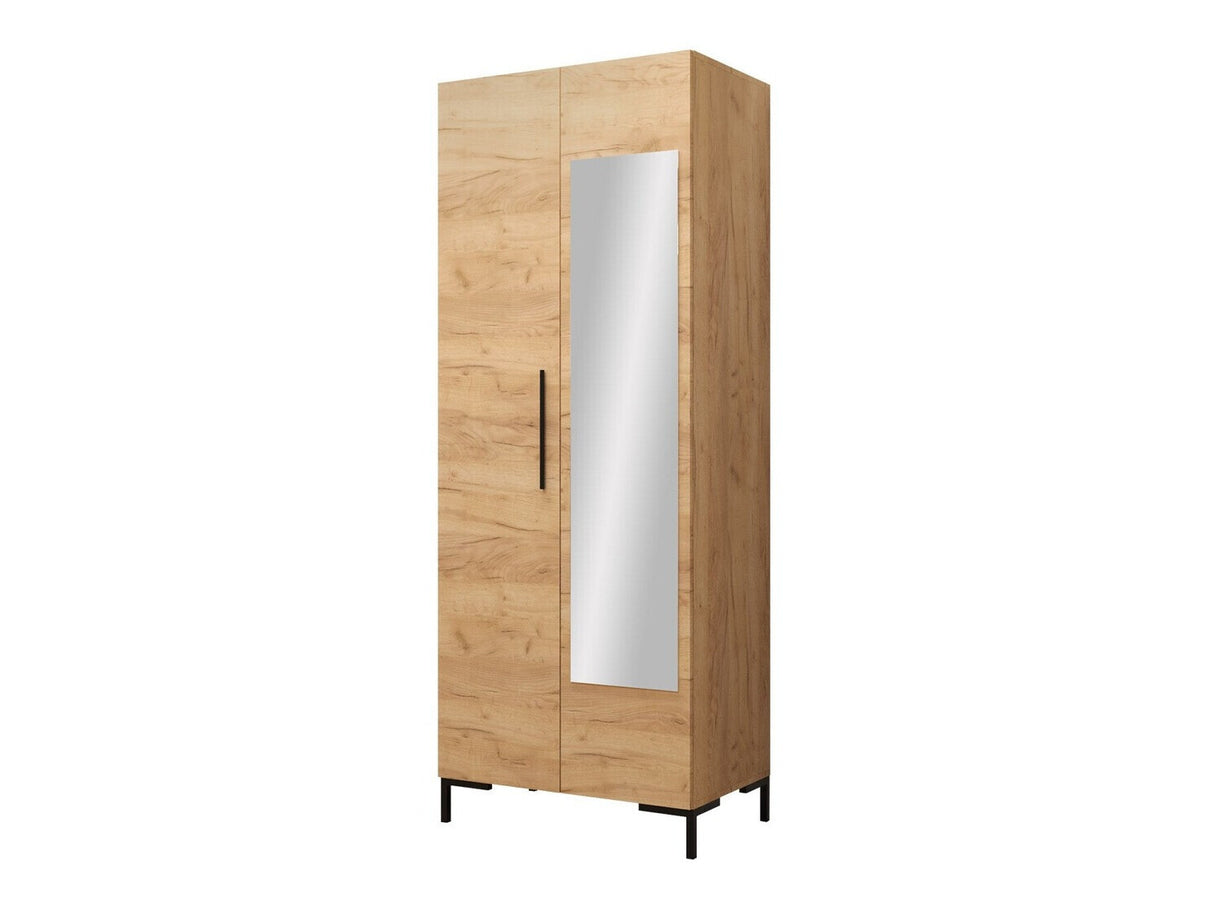 Gardróbszekrény z lustrem ZILION, Szín: Craft tölgy + Fekete
