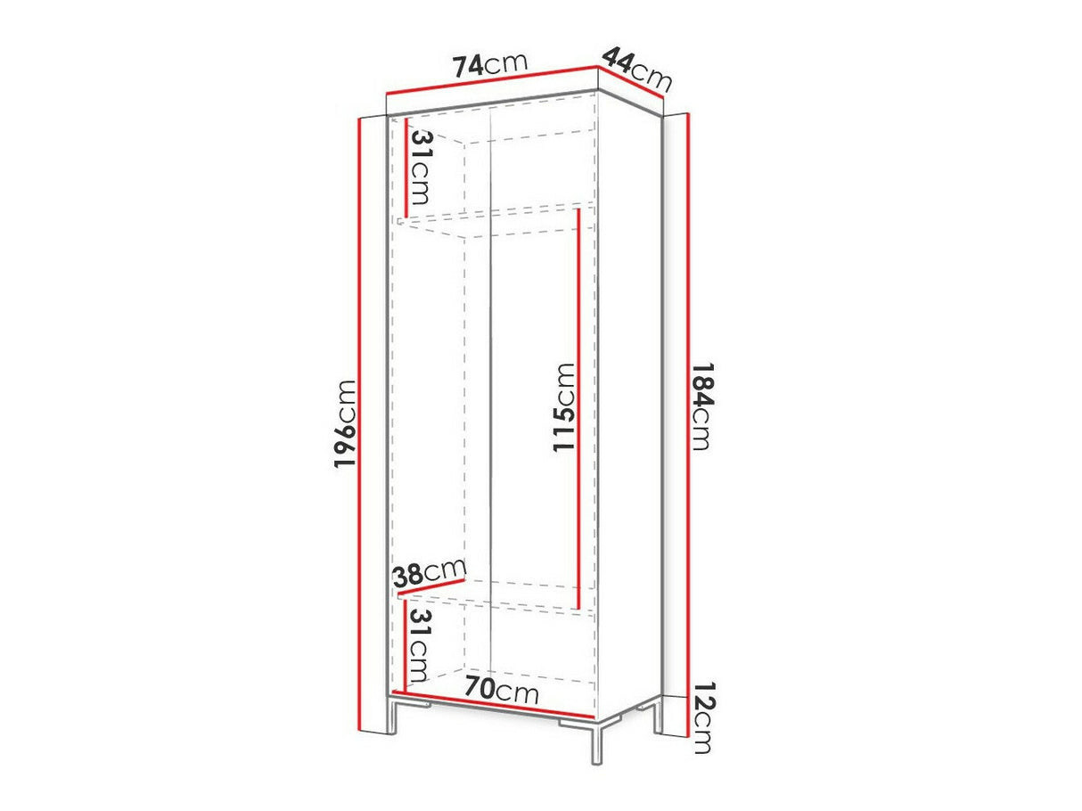 Gardróbszekrény z lustrem ZILION, Szín: Craft tölgy + Fekete