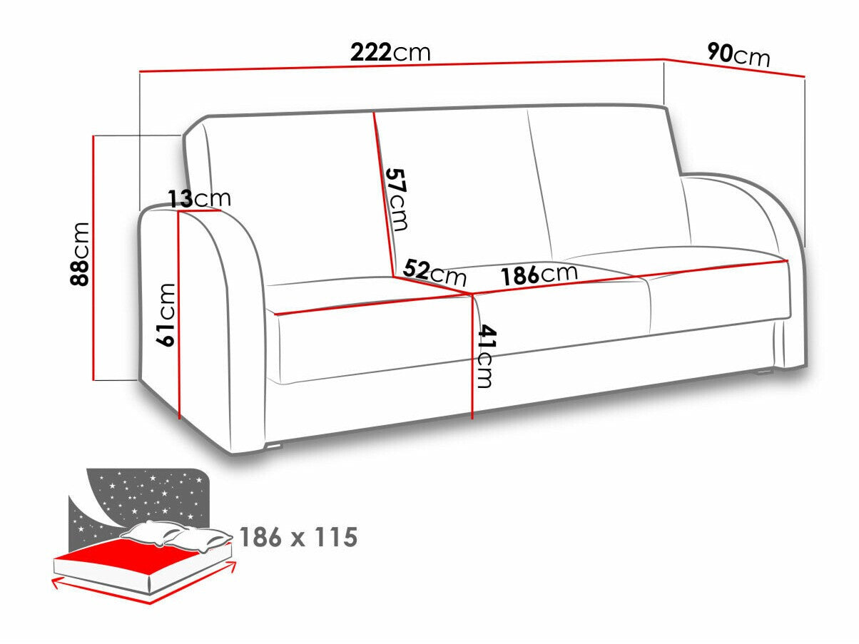 Kanapéágy KWADRAT II (Perfect II), Szín: Öko bőr Soft 020 + Lux 24