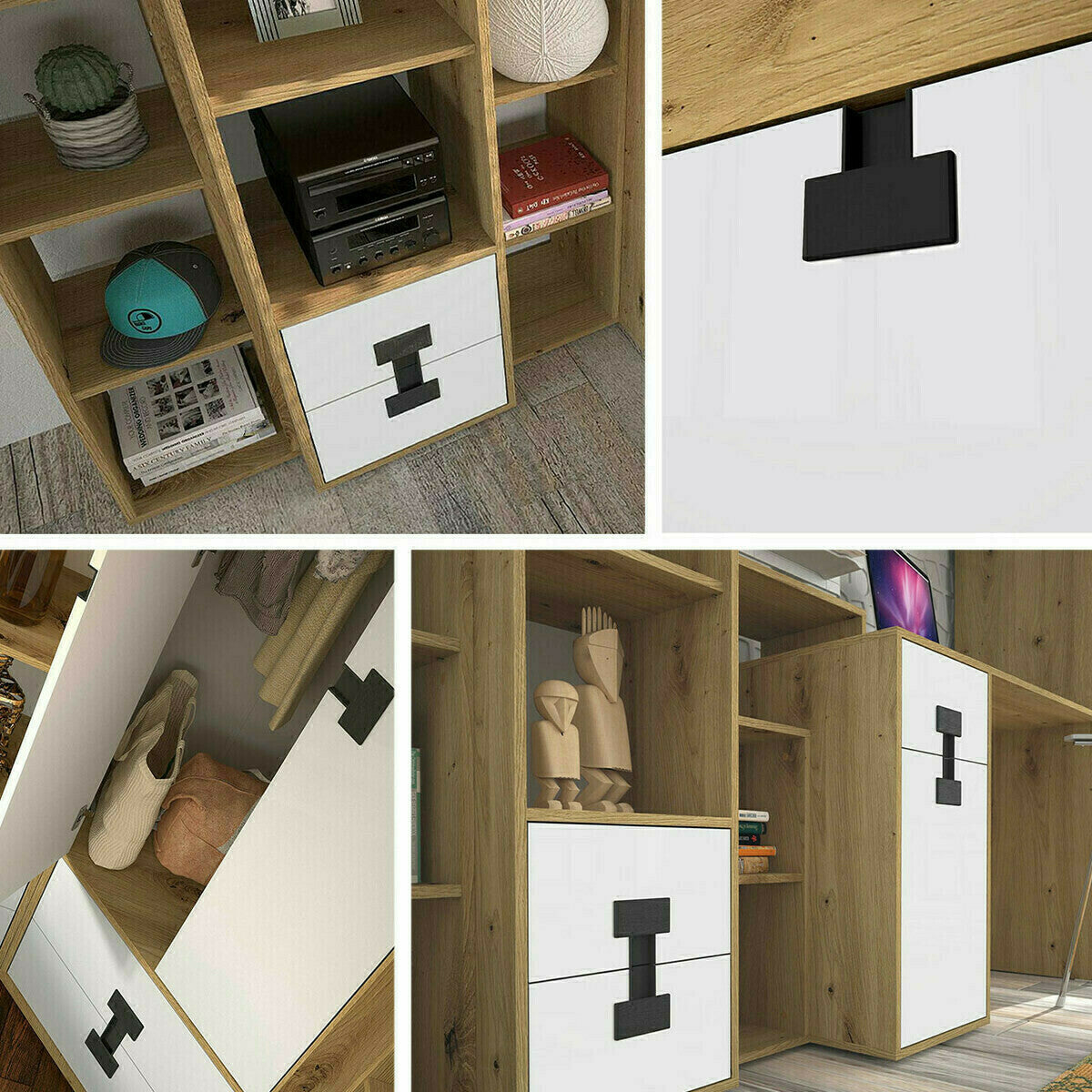 Komód 80 INDEX 07 (Tikrote), Szín: Matt fehér + Artisan tölgy