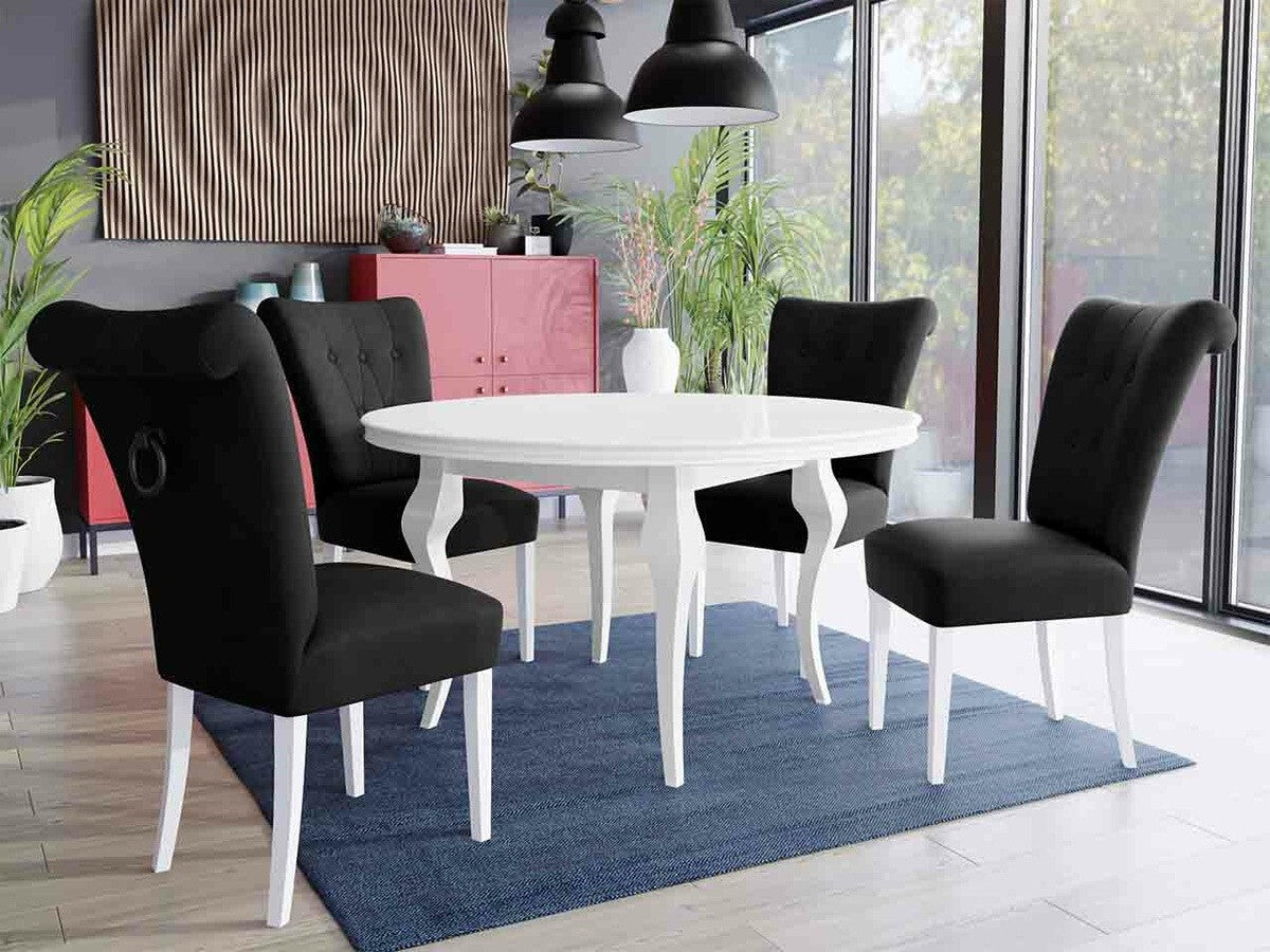 Szék S65 (ST65), Színes dekorációk: Fekete, Lábak színe: Fehér, Szín: Magic Velvet 2219