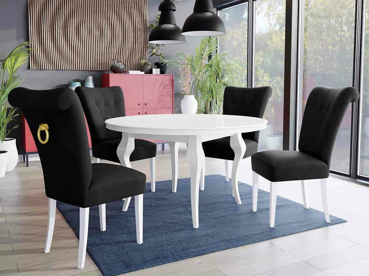 Szék S65 (ST65), Színes dekorációk: Aranysárga, Lábak színe: Fehér, Szín: Magic Velvet 2219