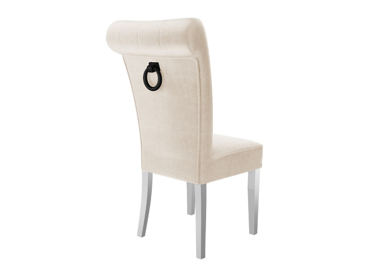 Étkezőgarnitúra Zestaw 10 4xS65 LARA FI, Színes dekorációk: Fekete, Szék színe: Fehér + Magic Velvet 2250