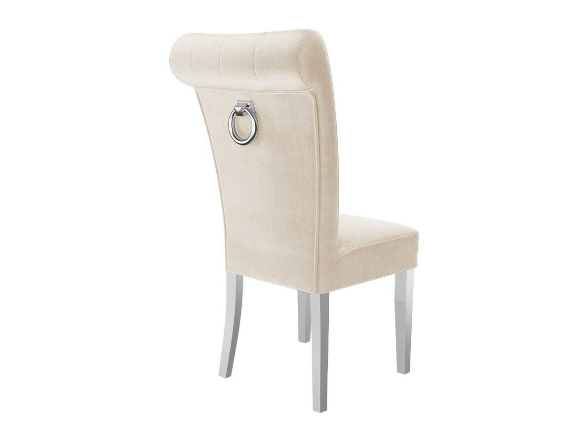 Étkezőgarnitúra Zestaw 10 4xS65 LARA FI, Színes dekorációk: Ezüst, Szék színe: Fehér + Magic Velvet 2250