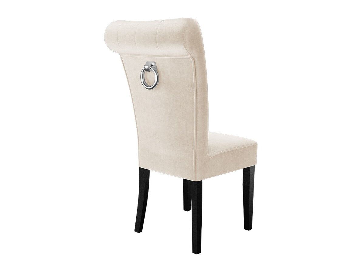 Étkezőgarnitúra Zestaw 10 4xS65 LARA FI, Színes dekorációk: Ezüst, Szék színe: Fekete + Magic Velvet 2250