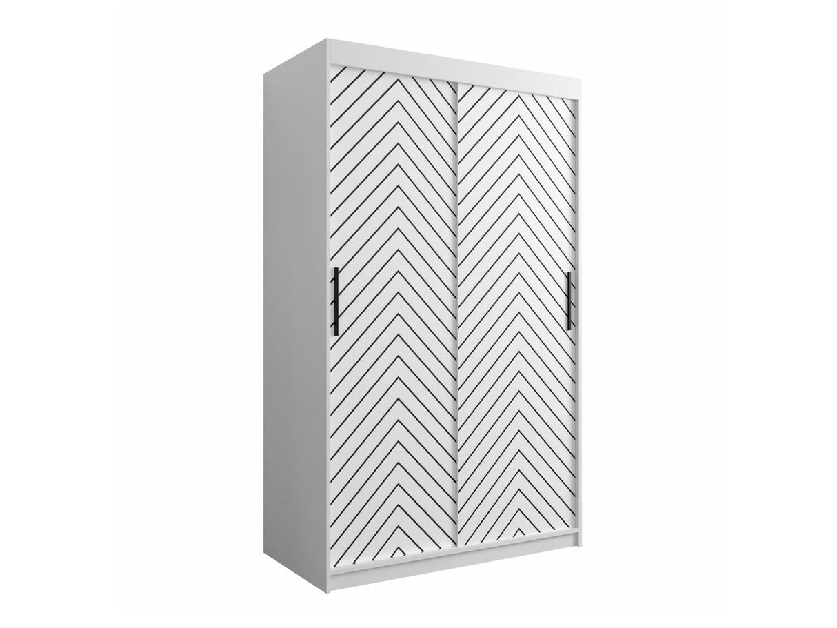 Gardróbszekrény 120 Jodełka 1 (Ratintu), Szín: Fehér + Fekete, Fiókok: Nem