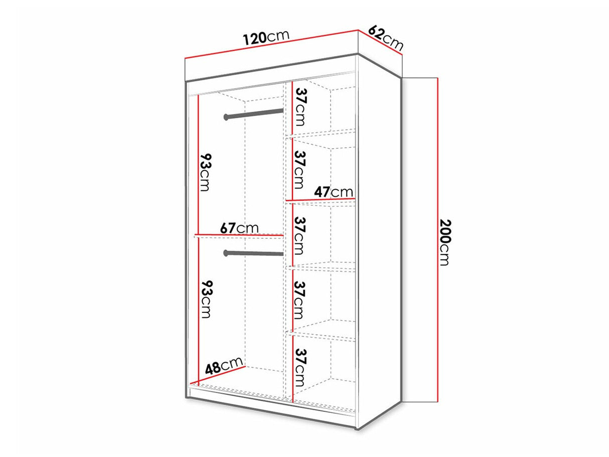 Gardróbszekrény 120 Jodełka 1 (Ratintu), Szín: Fehér + Fekete, Fiókok: Nem