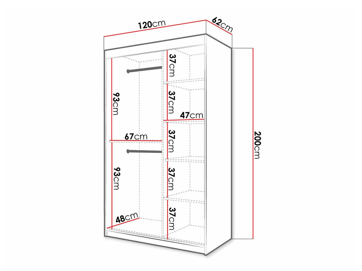 Gardróbszekrény 120 Jodełka 1 (Ratintu), Szín: Artisan tölgy + Fekete, Fiókok: Nem
