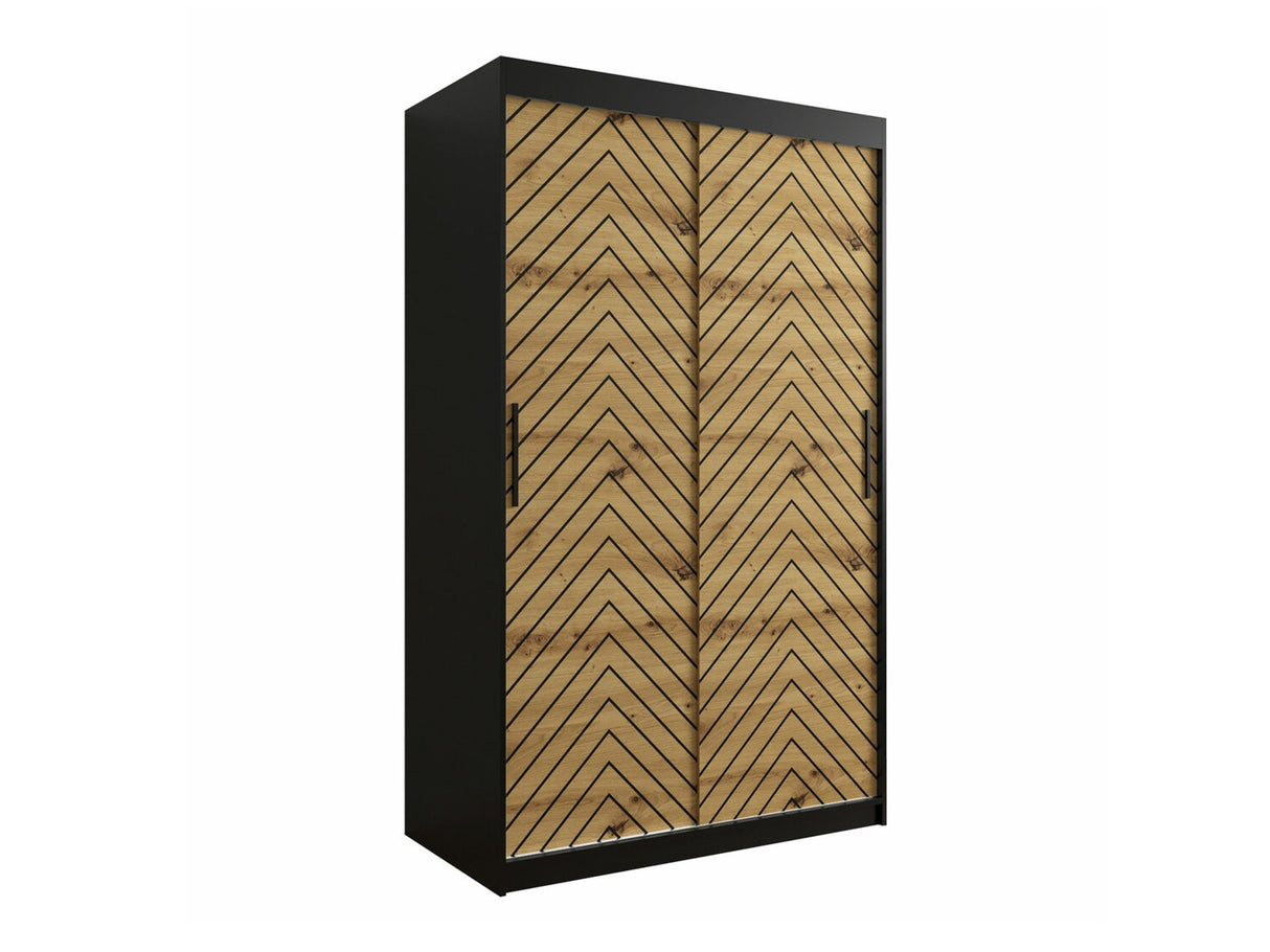 Gardróbszekrény 120 Jodełka 1 (Ratintu), Szín: Fekete + Artisan tölgy, Fiókok: Nem