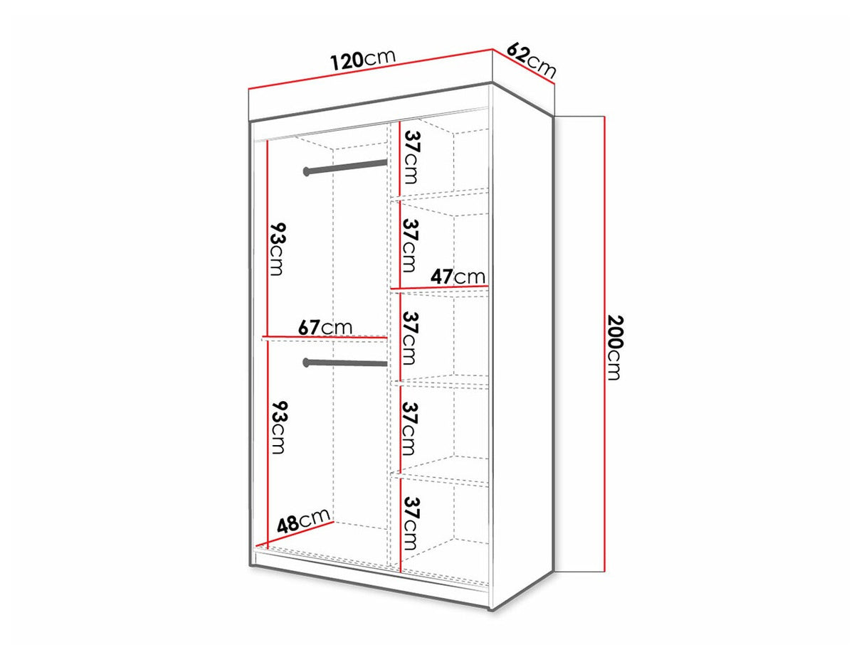 Gardróbszekrény 120 Jodełka 1 (Ratintu), Szín: Fekete + Artisan tölgy, Fiókok: Nem