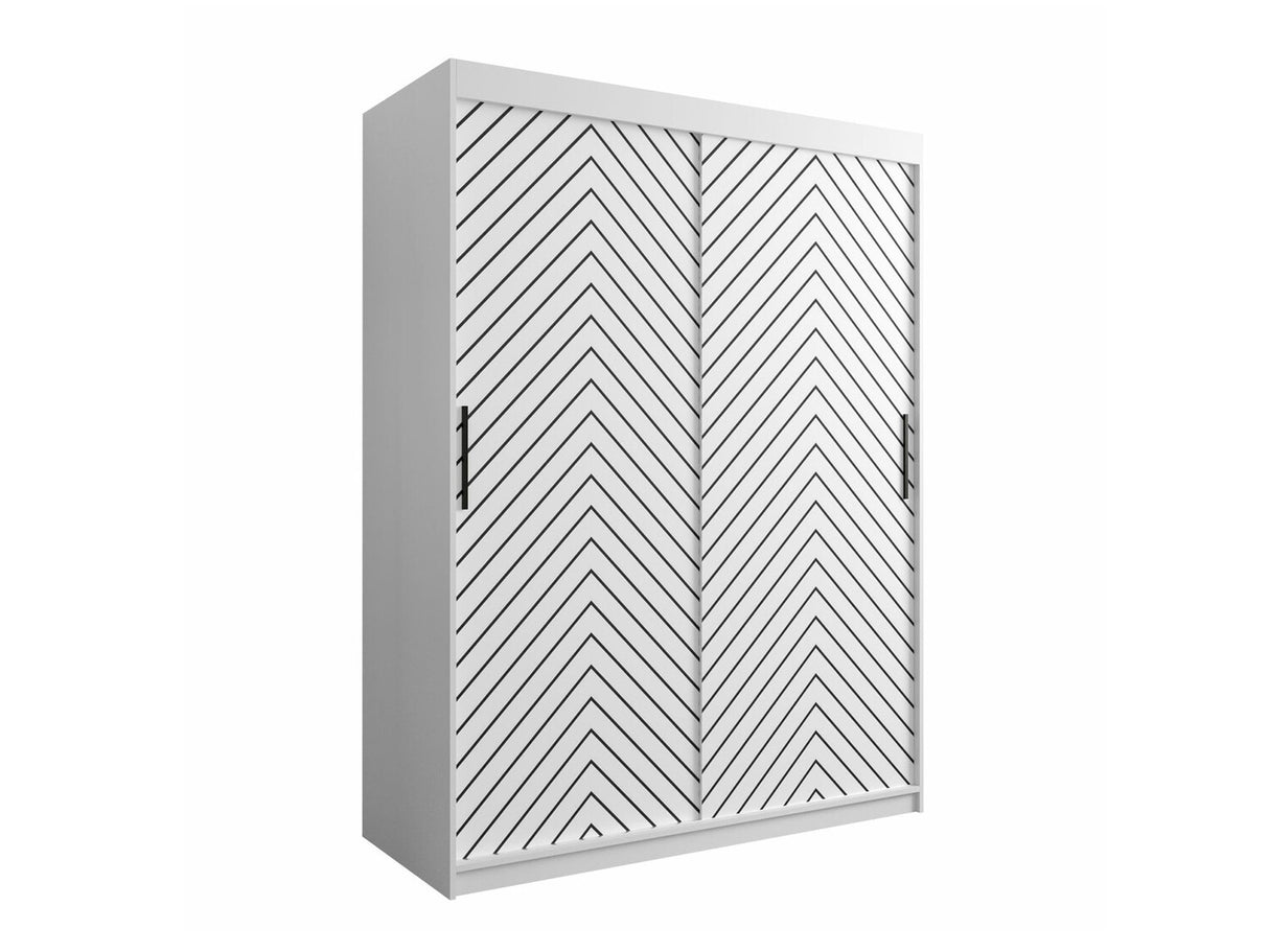 Gardróbszekrény 150 Jodełka 1 (Ratintu), Szín: Fehér + Fekete, Fiókok: Nem