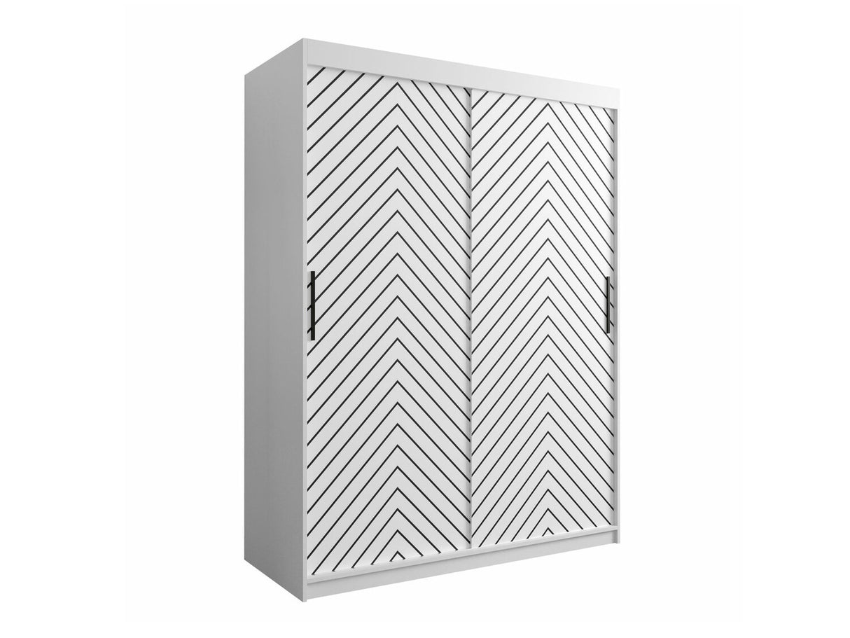 Gardróbszekrény 150 Jodełka 1 (Ratintu), Szín: Fehér + Fekete, Fiókok: Igen