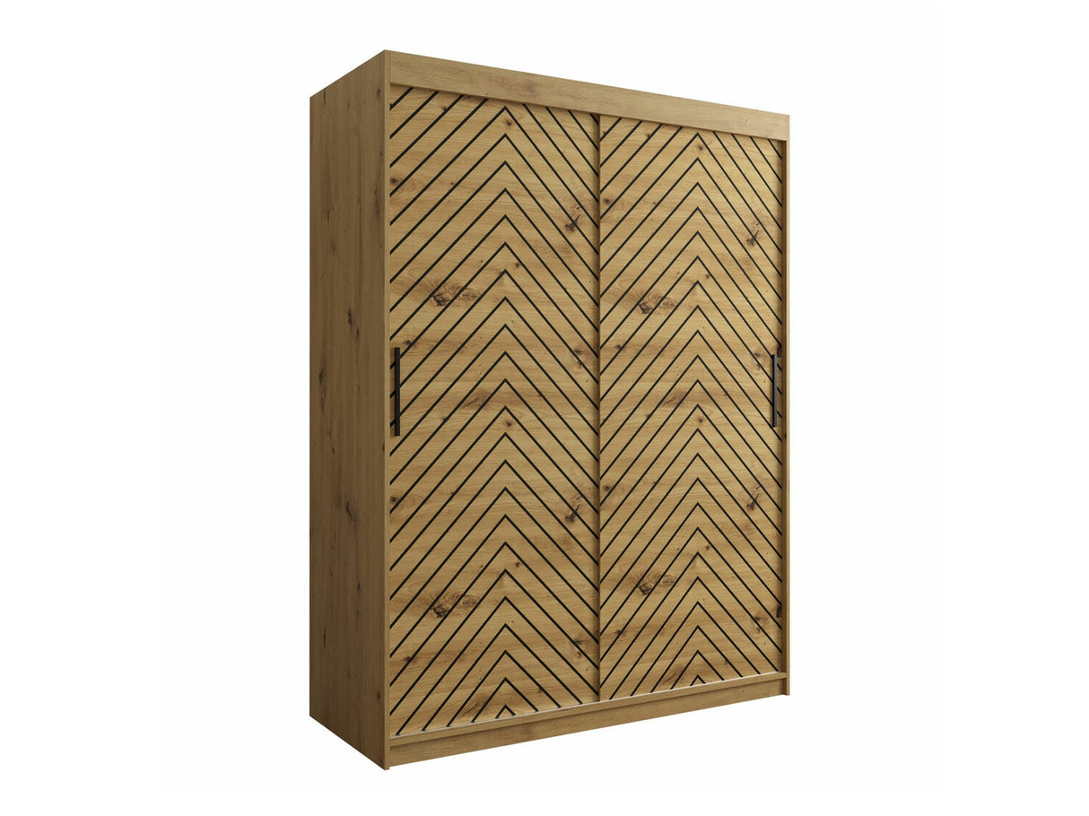 Gardróbszekrény 150 Jodełka 1 (Ratintu), Szín: Artisan tölgy + Fekete, Fiókok: Nem