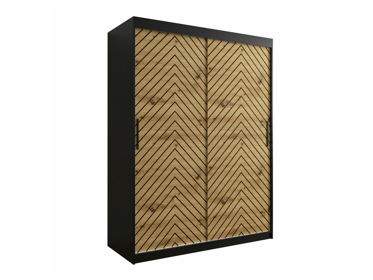 Gardróbszekrény 150 Jodełka 1 (Ratintu), Szín: Fekete + Artisan tölgy, Fiókok: Nem