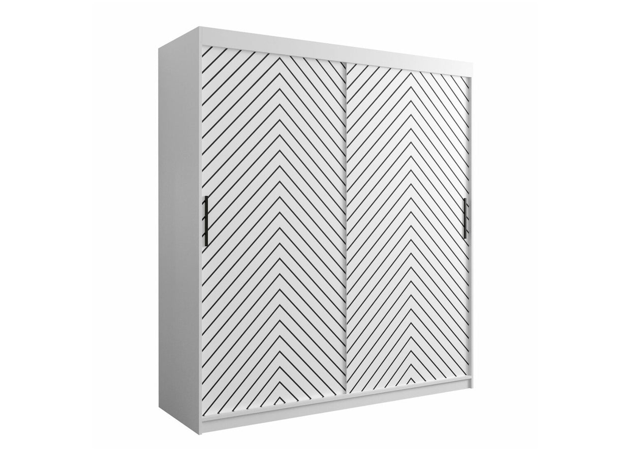 Gardróbszekrény 180 Jodełka 1 (Ratintu), Szín: Fehér + Fekete, Fiókok: Igen