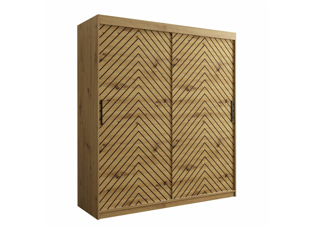 Gardróbszekrény 180 Jodełka 1 (Ratintu), Szín: Artisan tölgy + Fekete, Fiókok: Nem