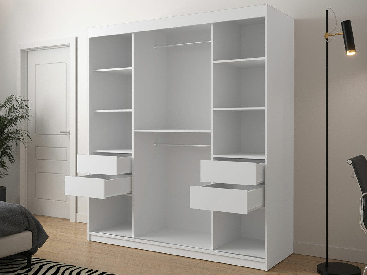 Gardróbszekrény 180 Jodełka 2 (Ratintu), Szín: Fekete + Artisan tölgy, Fiókok: Igen