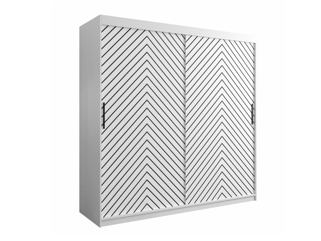 Gardróbszekrény 200 Jodełka 1 (Ratintu), Szín: Fehér + Fekete, Fiókok: Nem