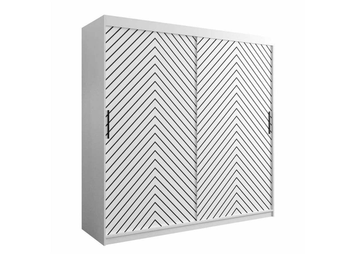 Gardróbszekrény 200 Jodełka 1 (Ratintu), Szín: Fehér + Fekete, Fiókok: Igen