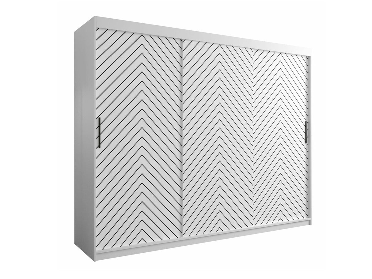 Gardróbszekrény 210 Jodełka 1 (Ratintu), Szín: Fehér + Fekete, Fiókok: Nem