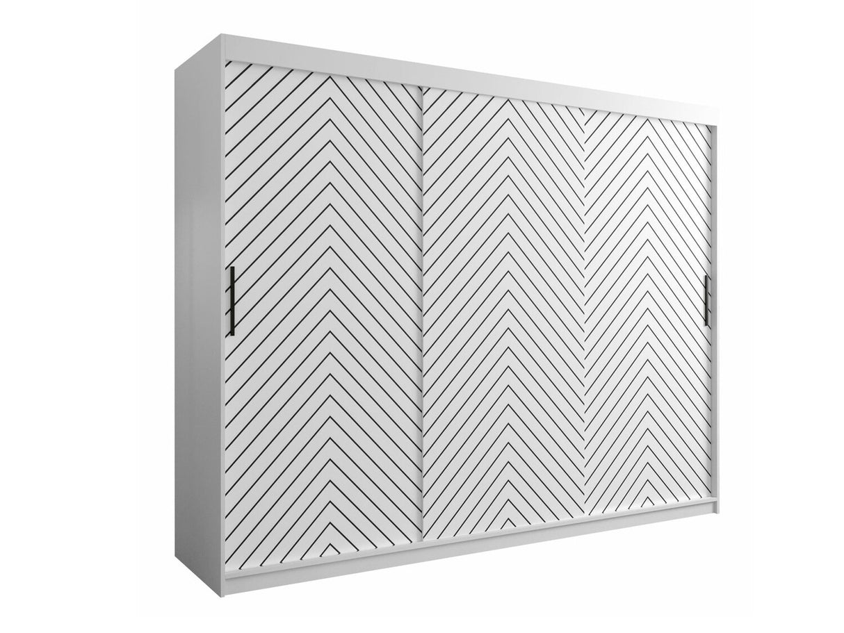 Gardróbszekrény 250 Jodełka 1 (Ratintu), Szín: Fehér + Fekete, Fiókok: Igen