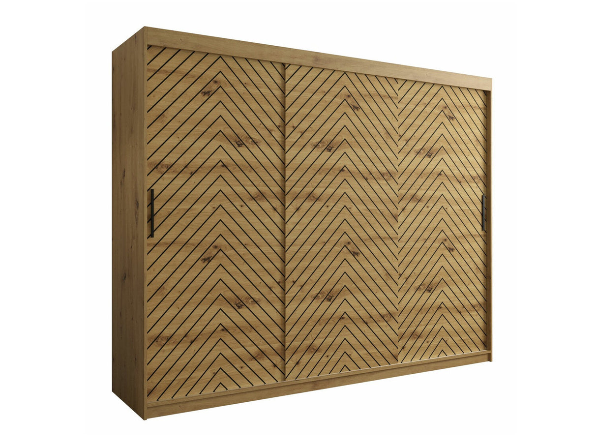 Gardróbszekrény 250 Jodełka 1 (Ratintu), Szín: Artisan tölgy + Fekete, Fiókok: Nem