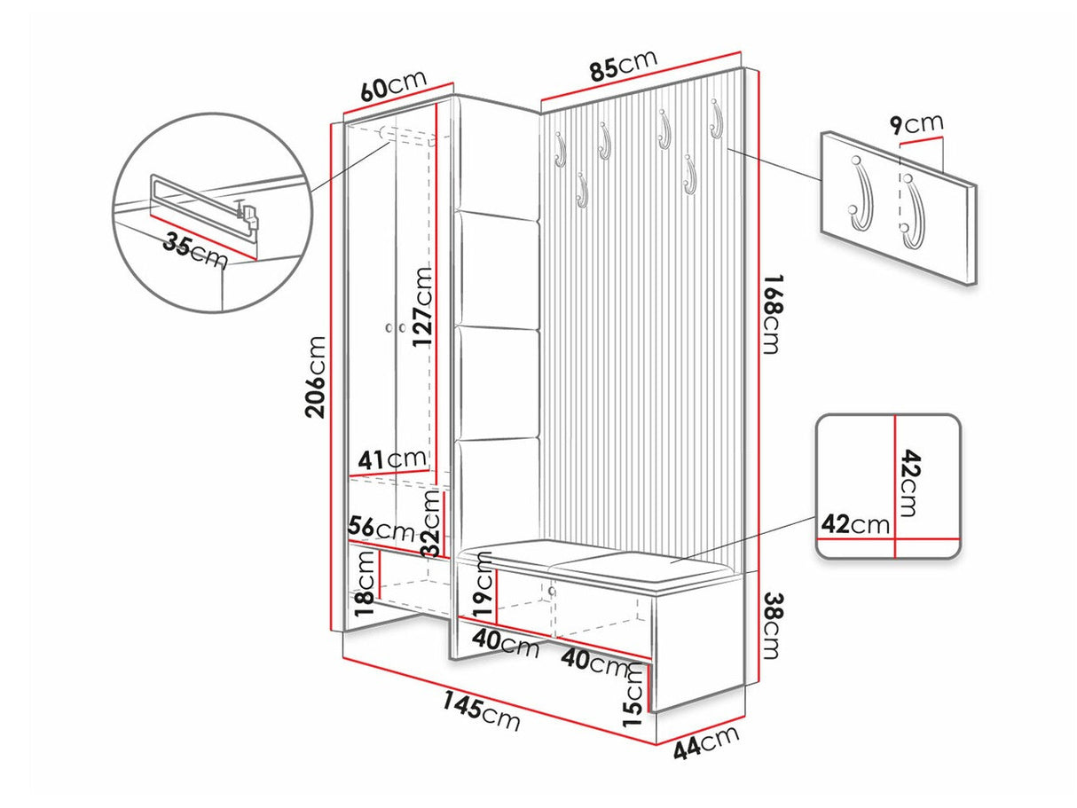 Előszoba garnitúra Balma III (Esmoltis), Szín: Artisan tölgy + Manila 11