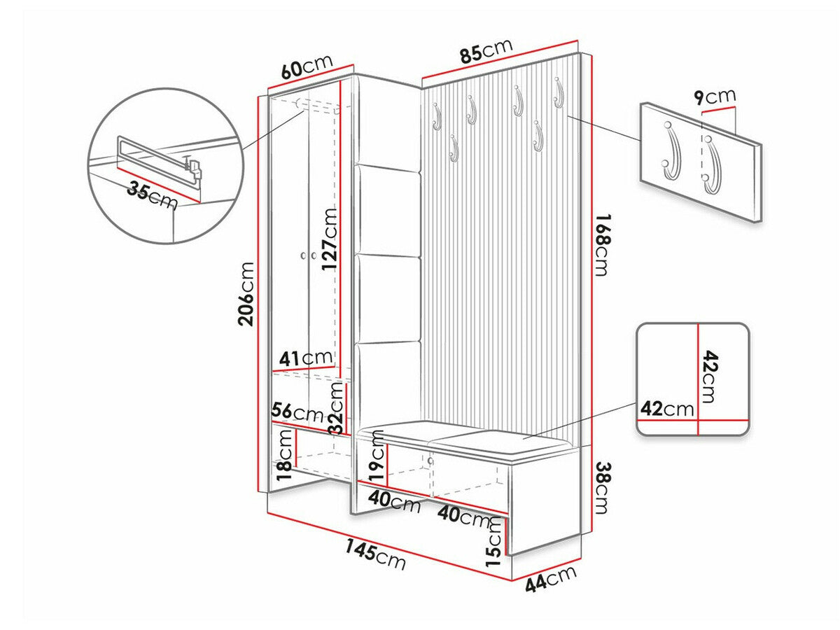 Előszoba garnitúra Balma III (Esmoltis), Szín: Artisan tölgy + Manila 16
