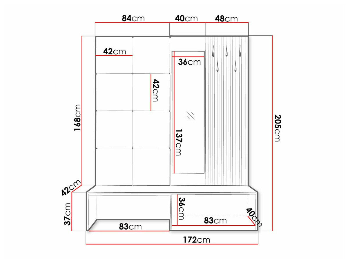 Előszoba garnitúra Premium I (Anrilot), Szín: Artisan tölgy + Manila 35