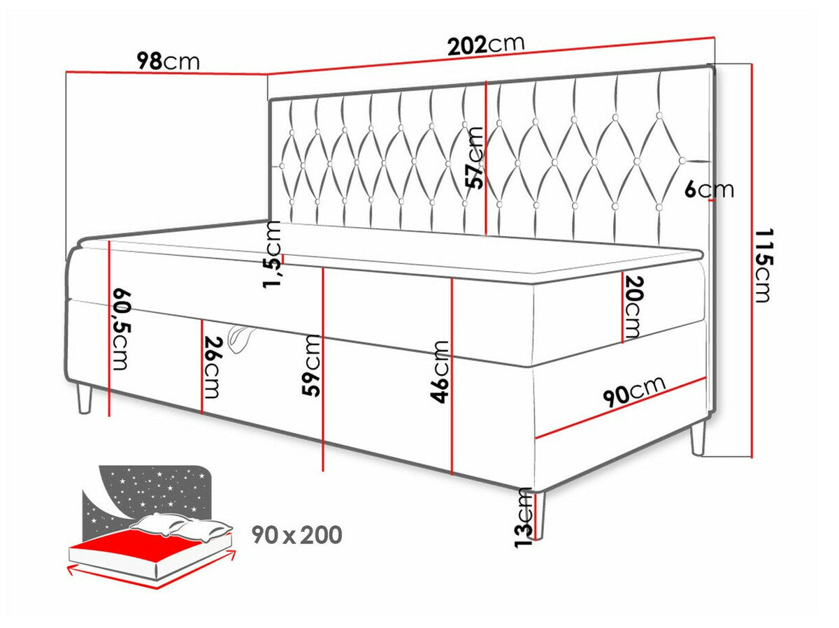 Kontinentális ágy JUNIOR FILIP 2, Szín: Öko bőr Soft 017 + Fresh 37, Alvó felület mérete: 90 x 200 cm