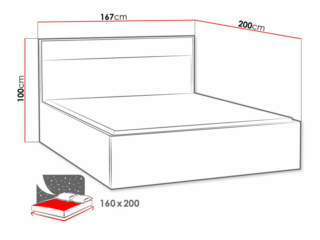 Ágy Mediolan 09 (Sarged SR09), Szín: Fényes fa, Led világítás: Igen