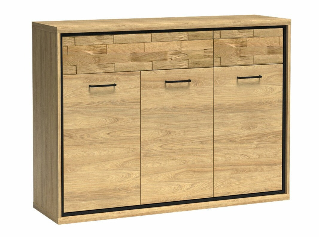 Komód MEDIOLAN 07 (Sarged SR07), Szín: Fényes fa + Tölgy, Led világítás: Nem, Lábak: Nem