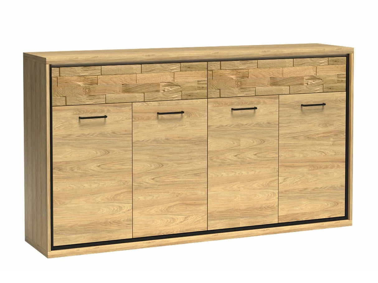 Komód MEDIOLAN 08 (Sarged SR08), Szín: Fényes fa + Tölgy, Led világítás: Nem, Lábak: Nem