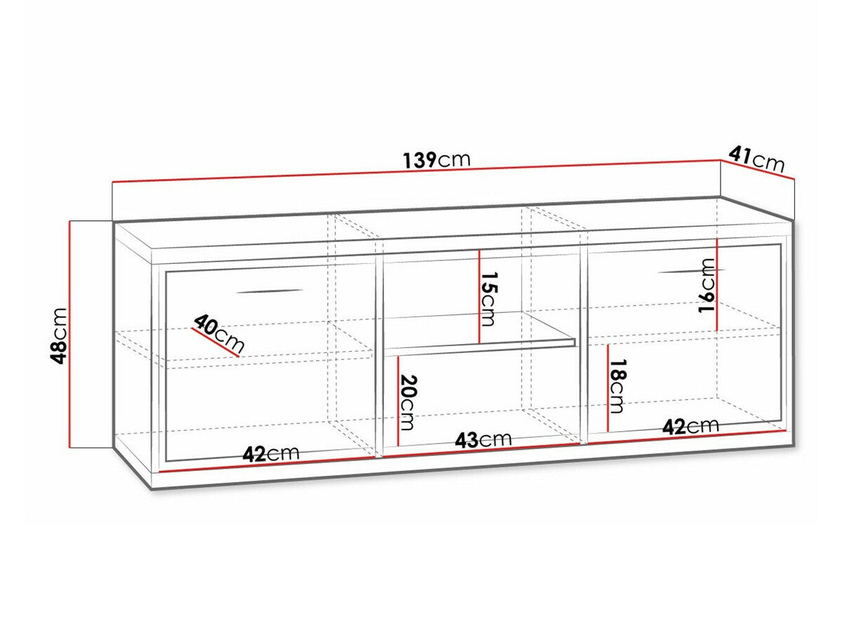 TV-állvány MEDIOLAN 12 (Sarged SR12), Szín: Fényes fa, Led világítás: Nem, Lábak: Igen