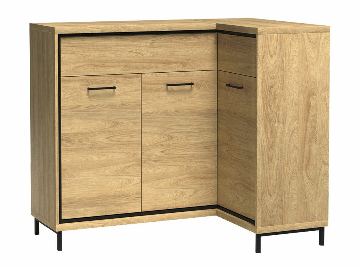 Sarok komód MEDIOLAN 15 K (Sarged SR15 K), Szín: Fényes fa, Led világítás: Nem, Lábak: Igen