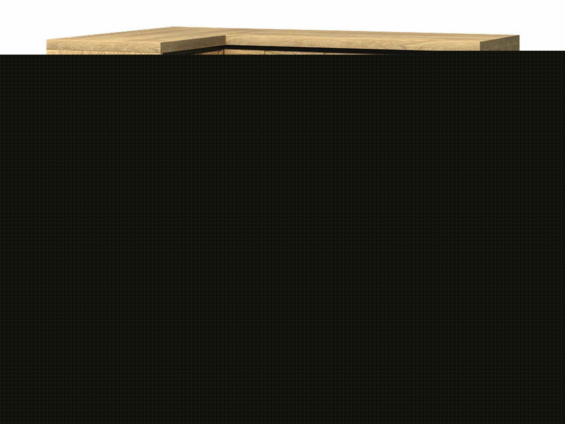 Sarok komód MEDIOLAN 15 O (Sarged SR15 O), Szín: Fényes fa + Tölgy, Led világítás: Nem, Lábak: Igen