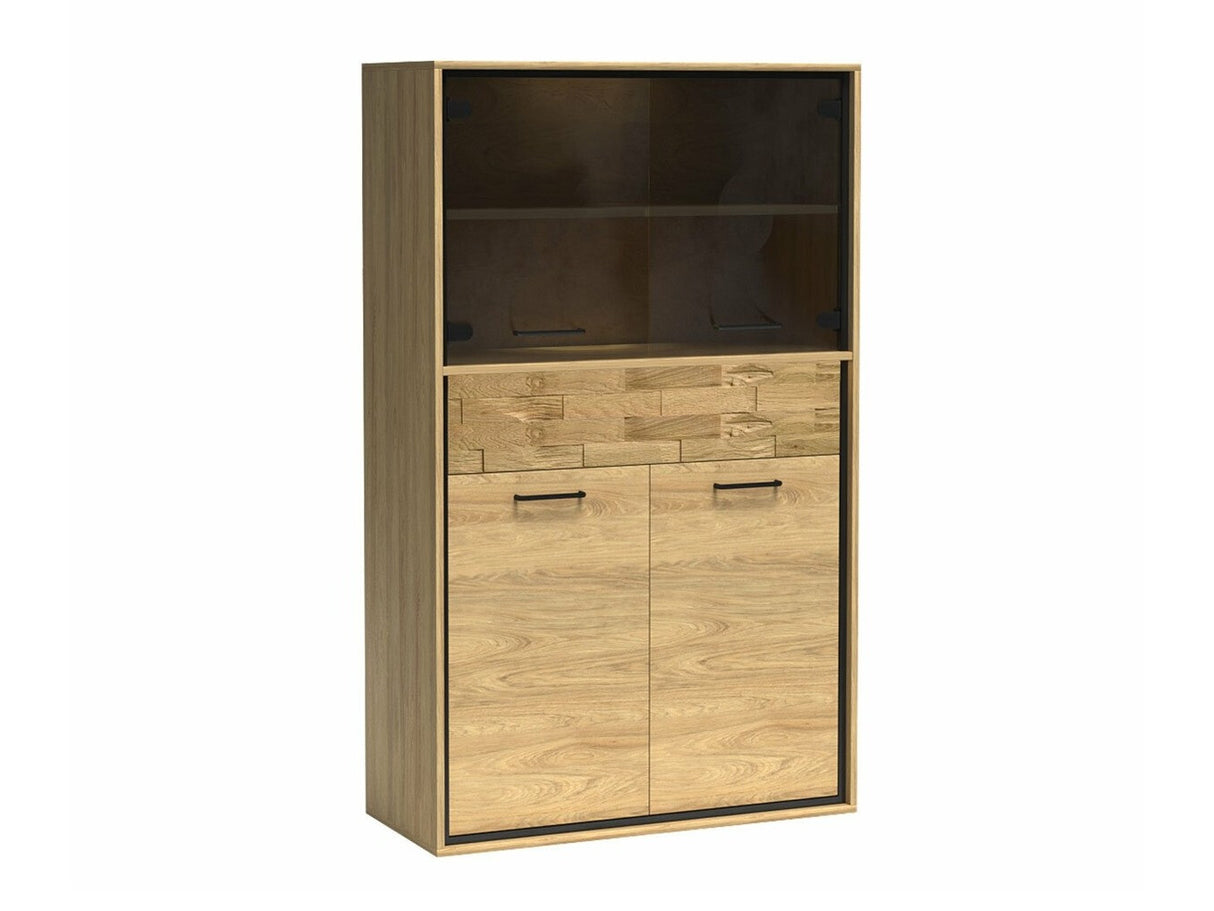 Könyvespolc Mediolan 05 (Sarged SR05), Szín: Fényes fa + Tölgy, Led világítás: Nem