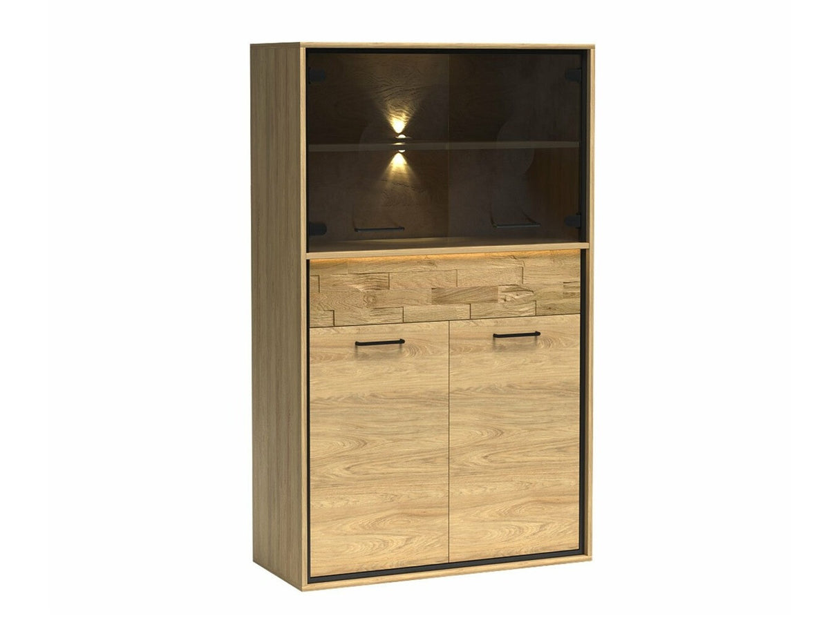 Könyvespolc Mediolan 05 (Sarged SR05), Szín: Fényes fa + Tölgy, Led világítás: Igen