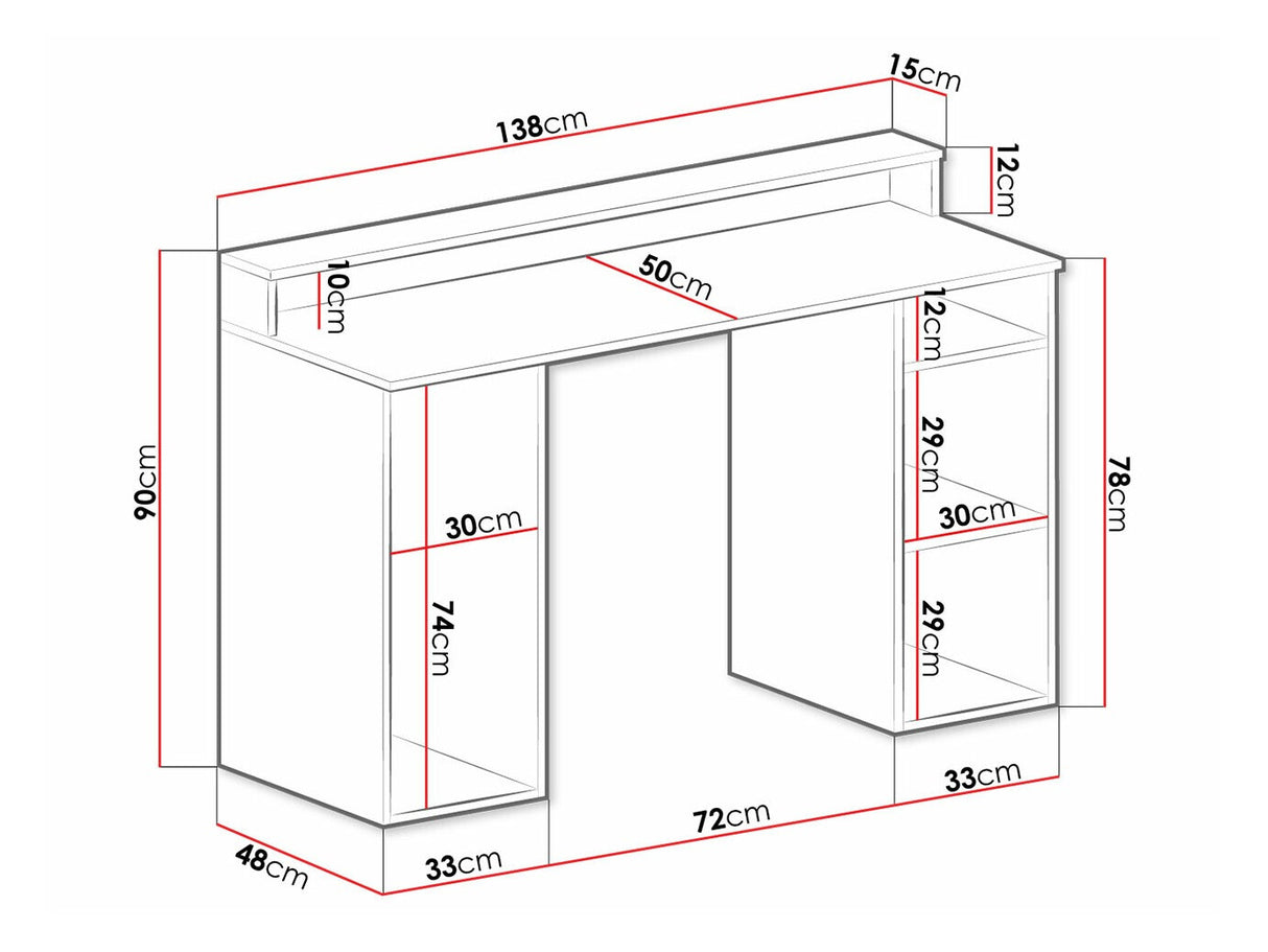 Gamer asztal GAMER 1 (Enurento 1) (Fehér)