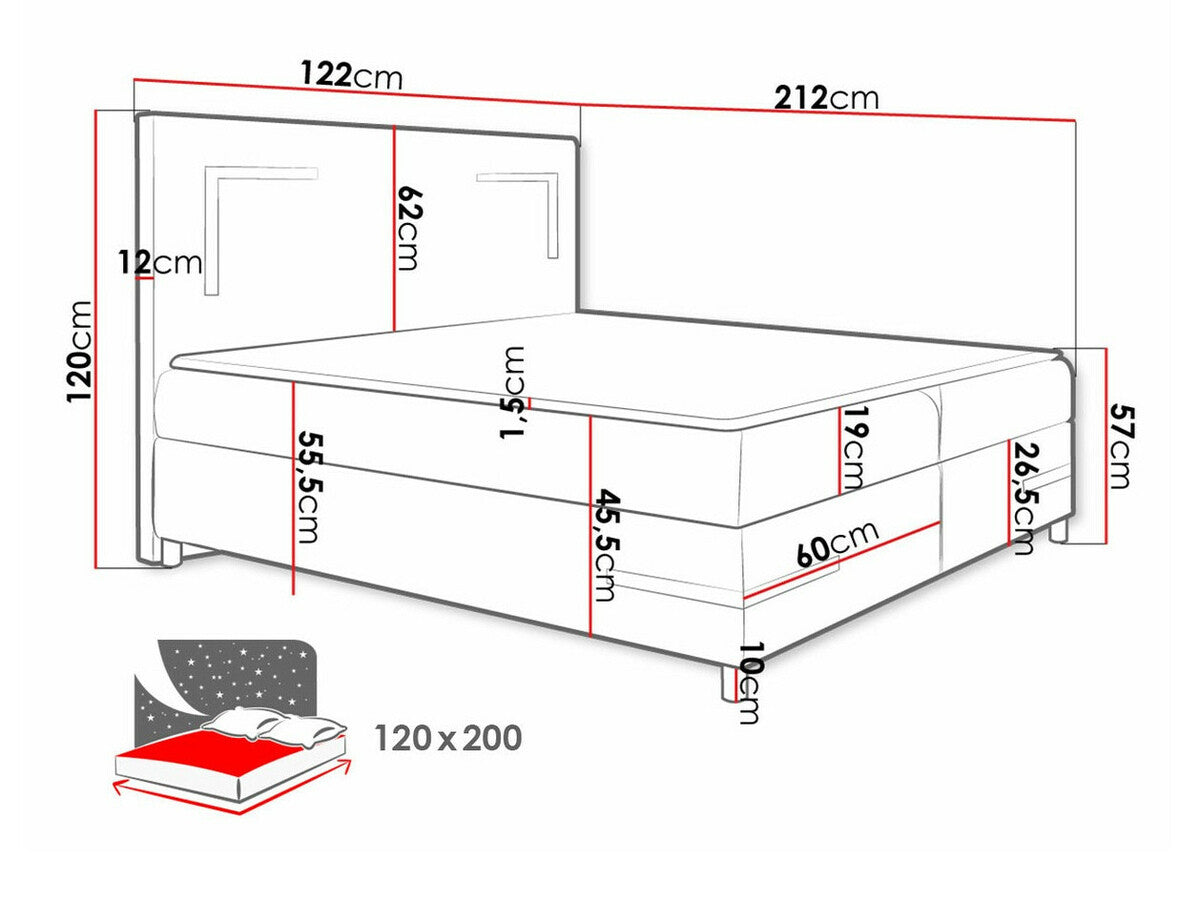 Kontinentális ágy Delos Led (Fronasa LED), Szín: Fresh 14, Alvó felület mérete: 120 x 200 cm