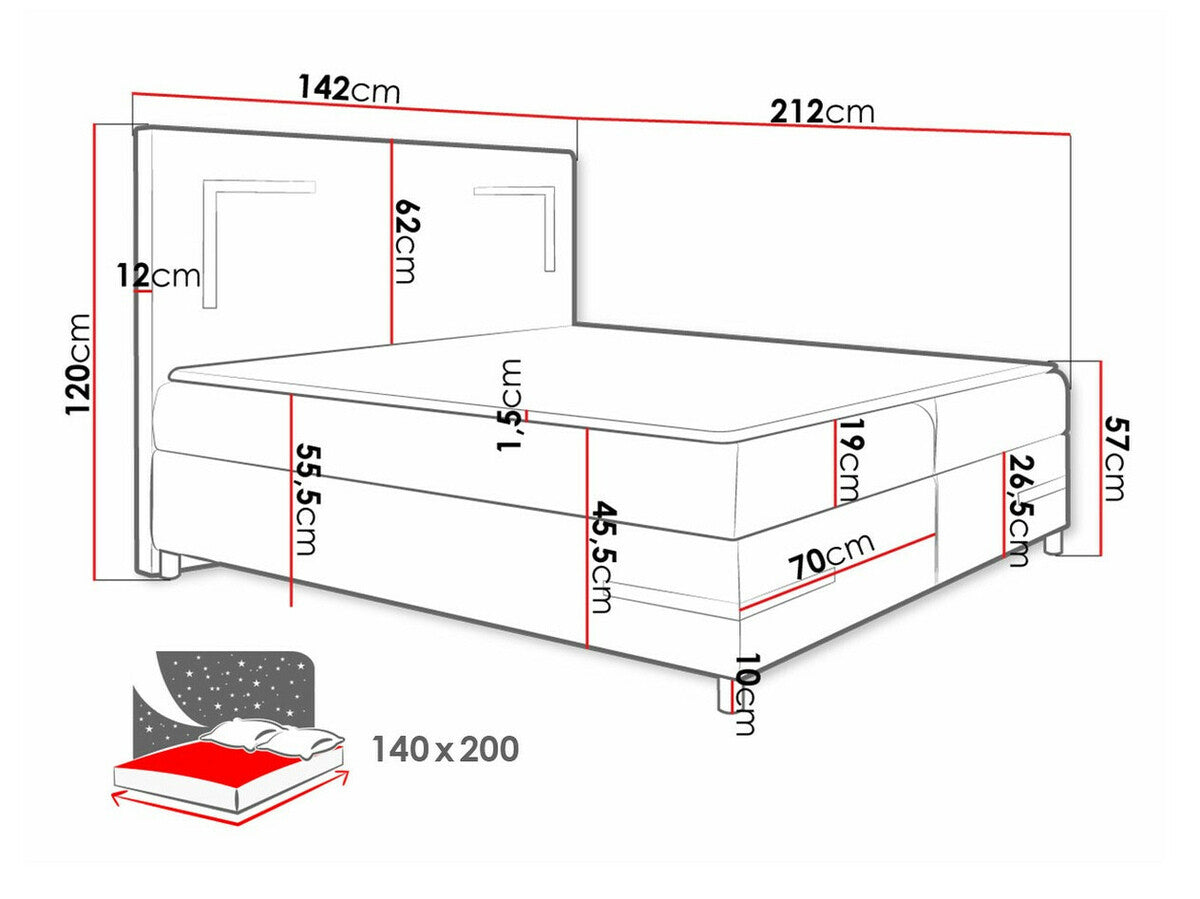 Kontinentális ágy Delos Led (Fronasa LED), Szín: Fresh 14, Alvó felület mérete: 140 x 200 cm