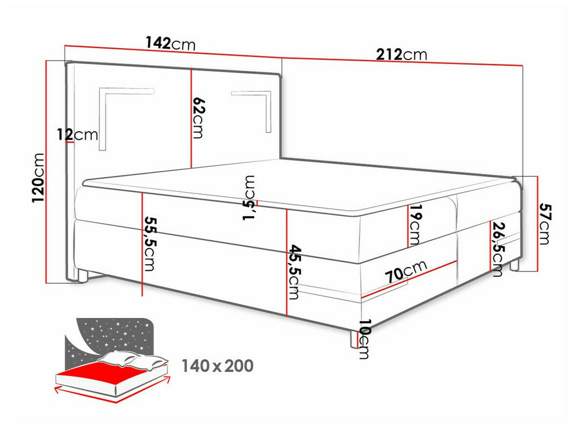 Kontinentális ágy Delos Led (Fronasa LED), Szín: Fresh 11, Alvó felület mérete: 140 x 200 cm