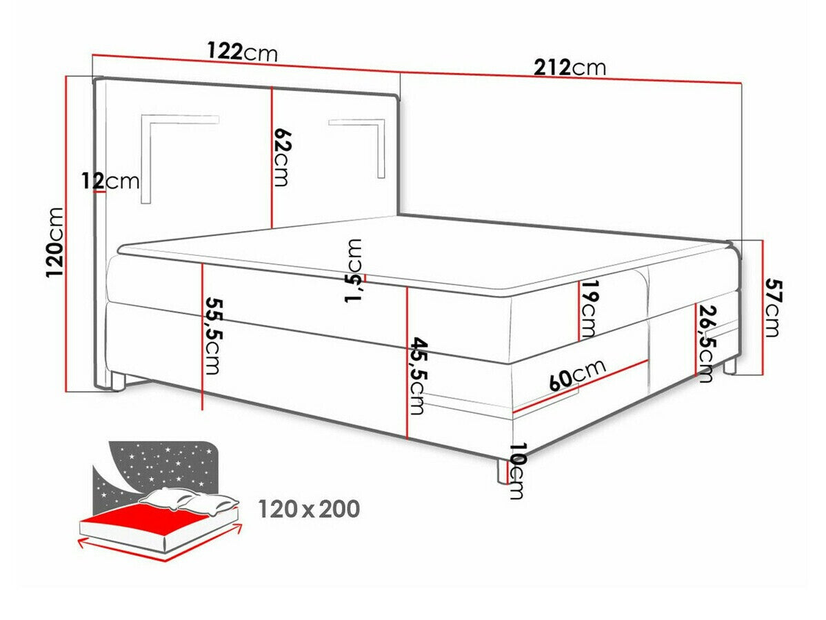 Kontinentális ágy Delos Led (Fronasa LED), Szín: Fresh 11, Alvó felület mérete: 120 x 200 cm