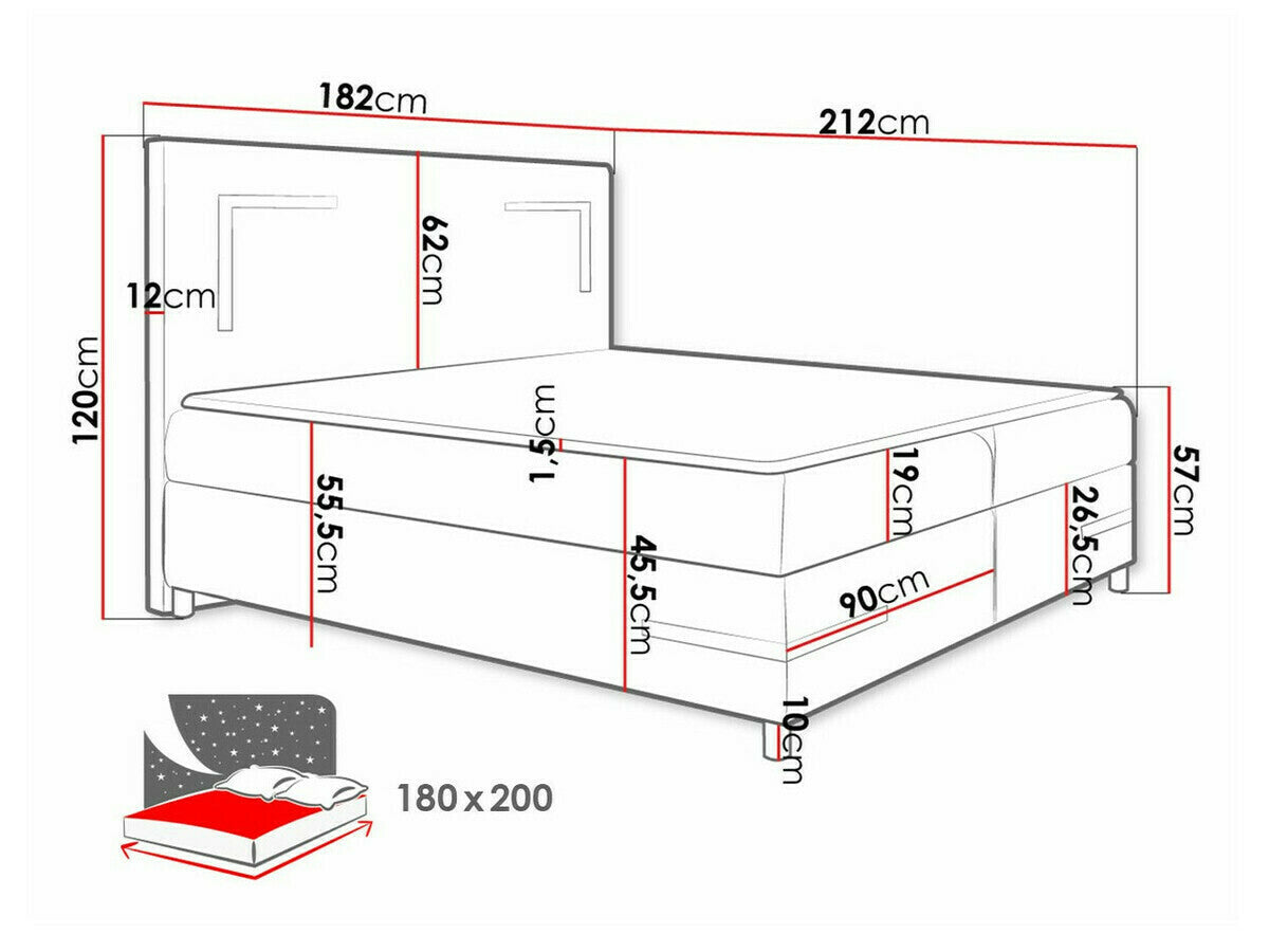 Kontinentális ágy Delos Led (Fronasa LED), Szín: Fresh 4, Alvó felület mérete: 180 x 200 cm