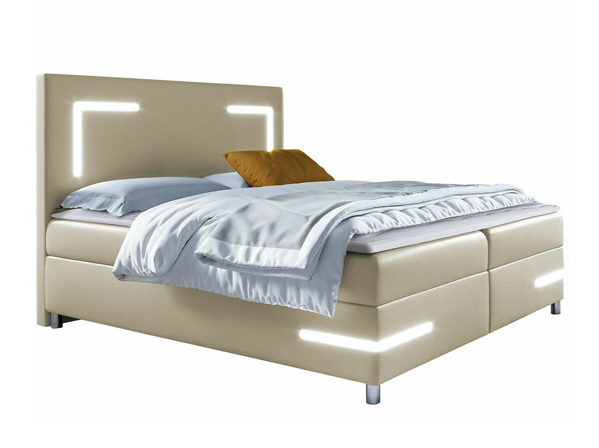 Kontinentális ágy Delos Led (Fronasa LED), Szín: Öko bőr Soft 033, Alvó felület mérete: 200 x 200 cm