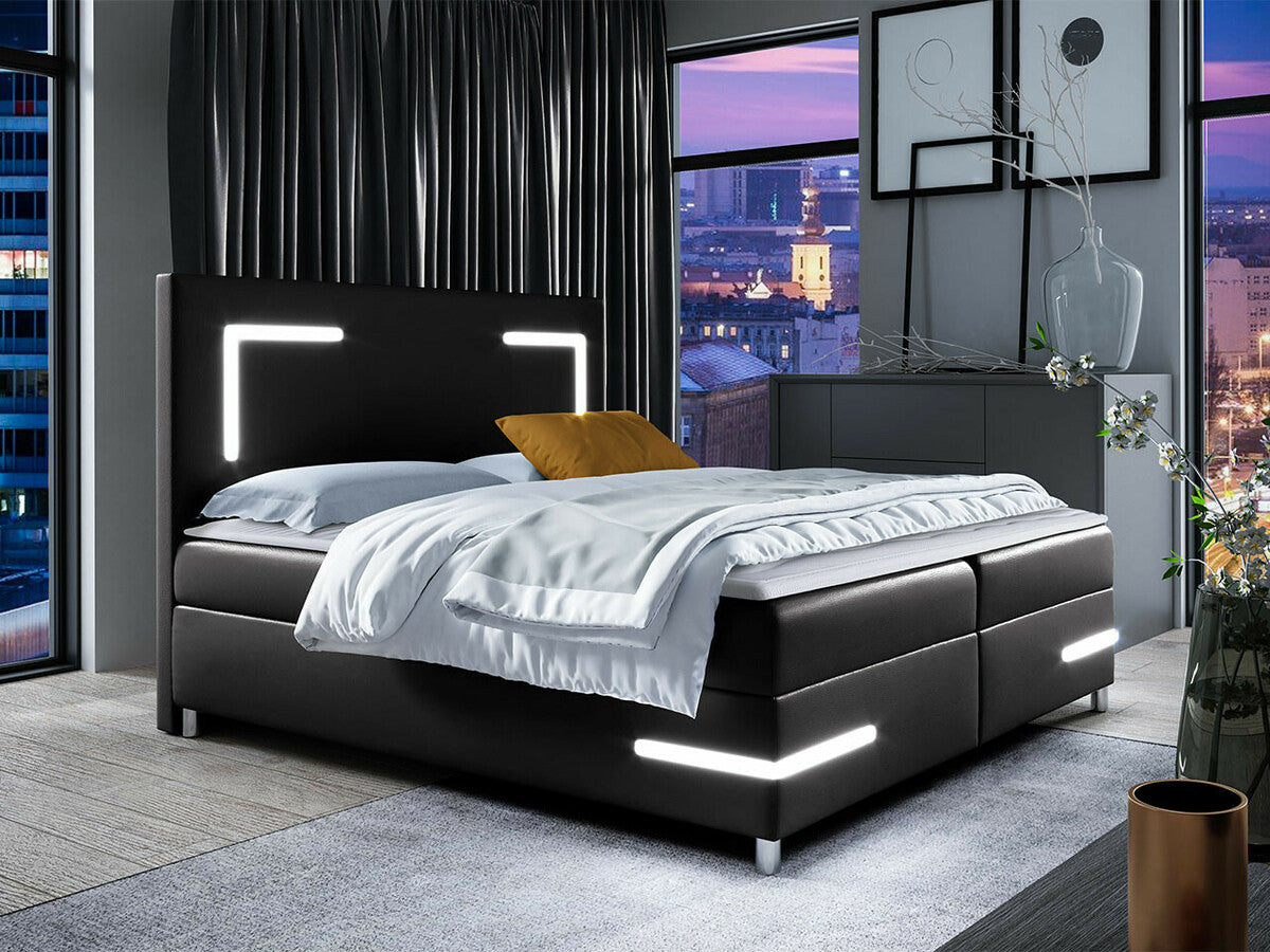 Kontinentális ágy Delos Led (Fronasa LED), Szín: Öko bőr Soft 011, Alvó felület mérete: 160 x 200 cm